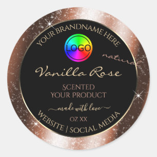 Rose Gold Glitter Frame Product Label with Logo