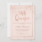 Rose gold glitter frame script blush Quinceañera Invitation (Front)
