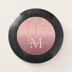 Rose Gold Glitter Frisbee Personalized Letter Name