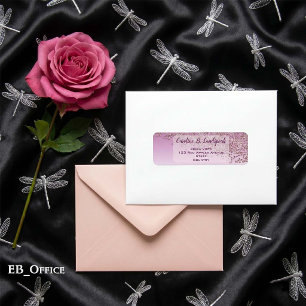 Rose Gold Glitter Frosted Elegant Return Address Label