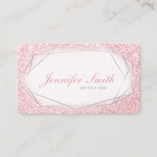 Rose Gold Glitter Gem Feminine Business Card