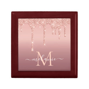 Rose Gold Glitter Gift Box Custom Letter and Name