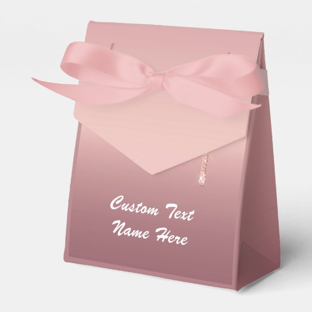 Rose Gold Glitter Gift Boxes Personalize Name Text (Front Side)