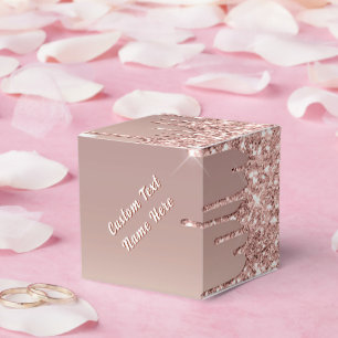 Rose Gold Glitter Gift Boxes Personalized Text