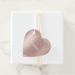 Rose Gold Glitter Gift Tags Personalized Your Name
