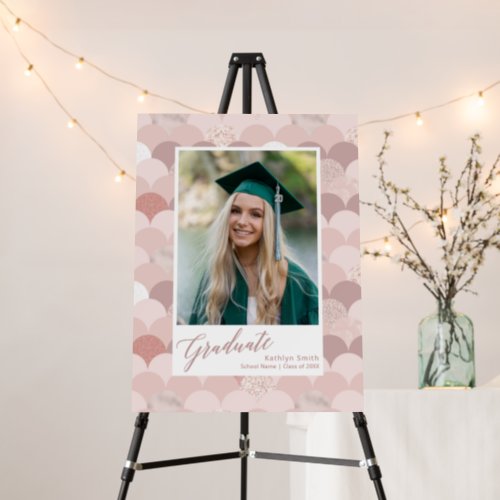 Rose Gold Glitter Girl Trendy Photo Graduation Foam Board