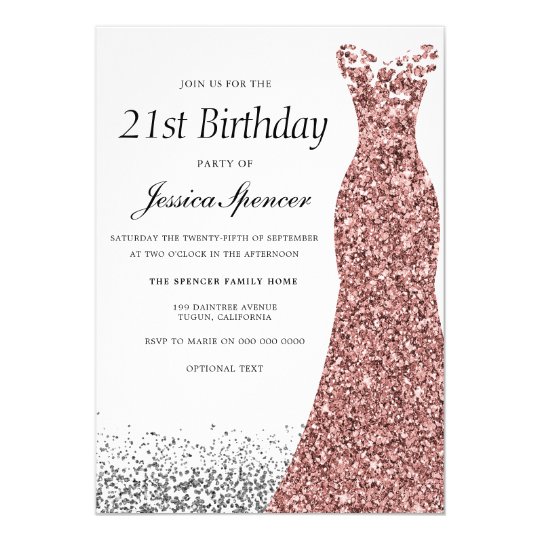 Rose Gold Glitter Girls 21st Birthday Party Invitation | Zazzle.com