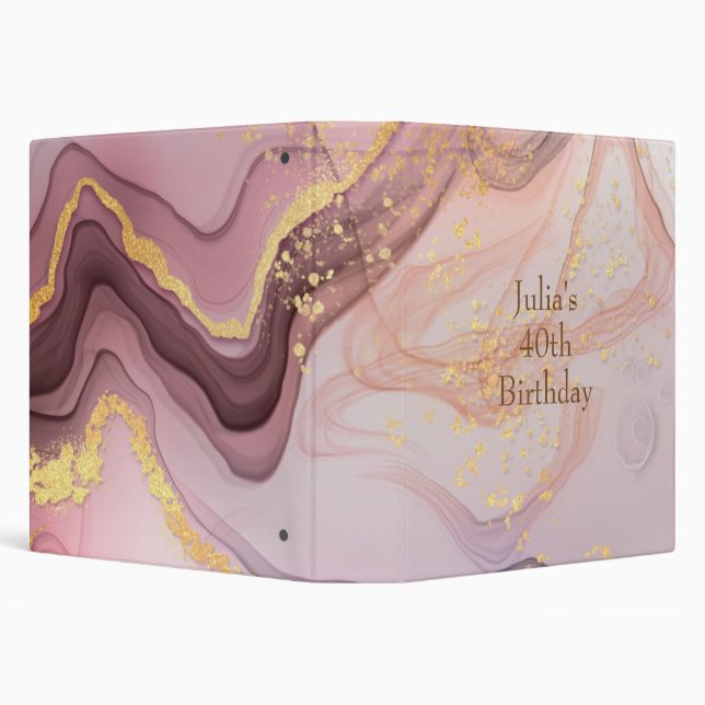 Rose Gold glitter girls birthday 3 Ring Binder (Background)