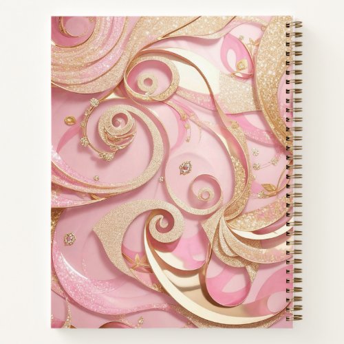 Rose Gold Glitter girls Sparkles Pink Stylish Chic Notebook