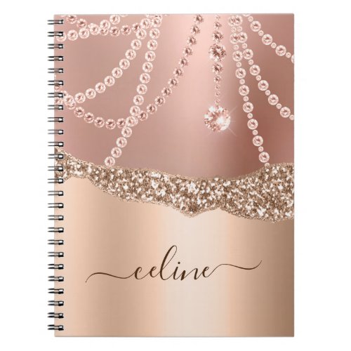 Rose Gold Glitter Girly Chich Elegant Sparkle Notebook
