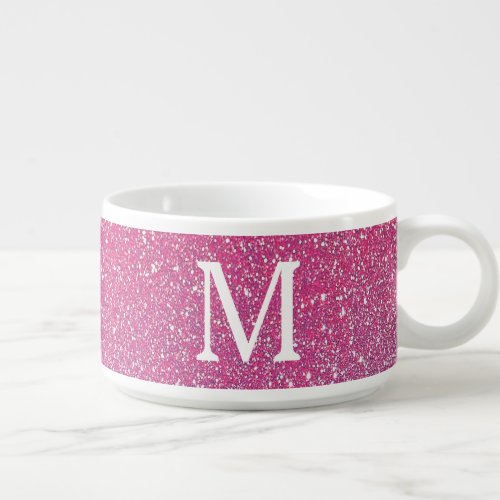 Rose Gold Glitter Girly Ombre Monogram Initials Bowl