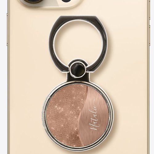 Rose Gold Glitter Glam Bling Personalized Metallic Phone Ring Stand