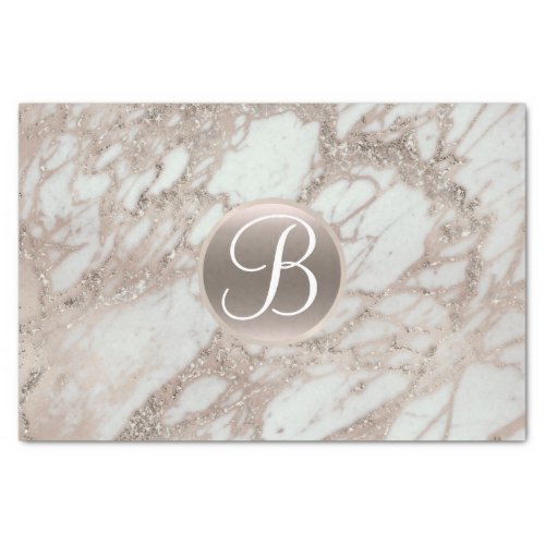 Rose Gold Glitter Glam Monogram Letter Initial Tissue Paper