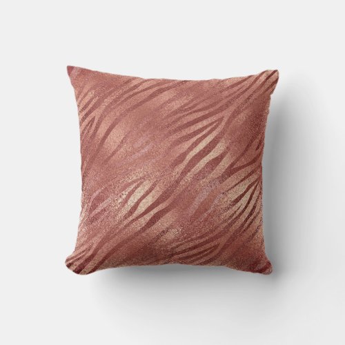 Rose Gold Glitter Glam Sparkle Zebra Pillow