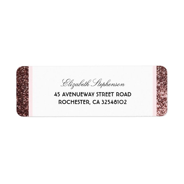 Rose Gold Glitter Glamour Vintage Wedding Label (Front)