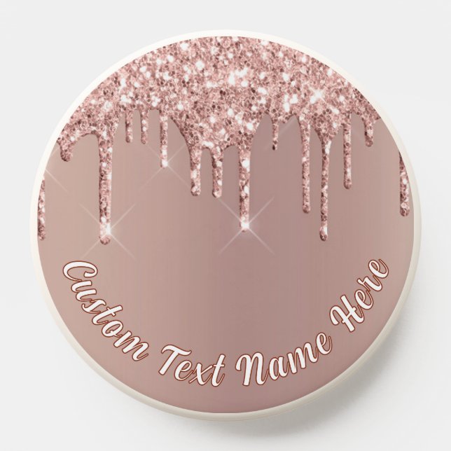 Rose Gold Glitter Glitter PopSocket Custom Text (Popsocket)