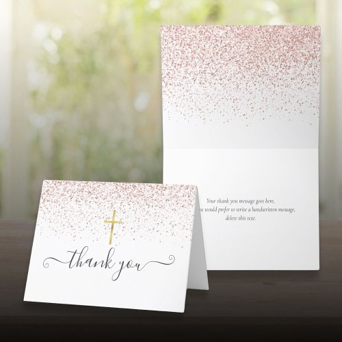 Rose Gold Glitter Gold Crucifix Script