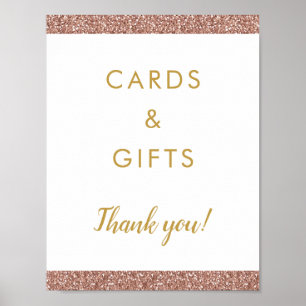 Rose Gold Glitter & Gold Gift Table Sign