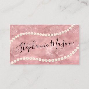 Rose Gold Glitter Gold Pearl Jewelry Shop Business Card