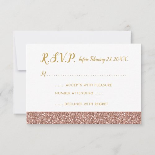 Rose Gold Glitter & Gold RSVP 3.5x5 A1