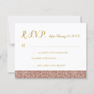 Rose Gold Glitter & Gold RSVP Card A2