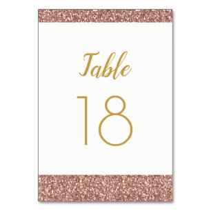 Rose Gold Glitter & Gold Table Number Flat Card