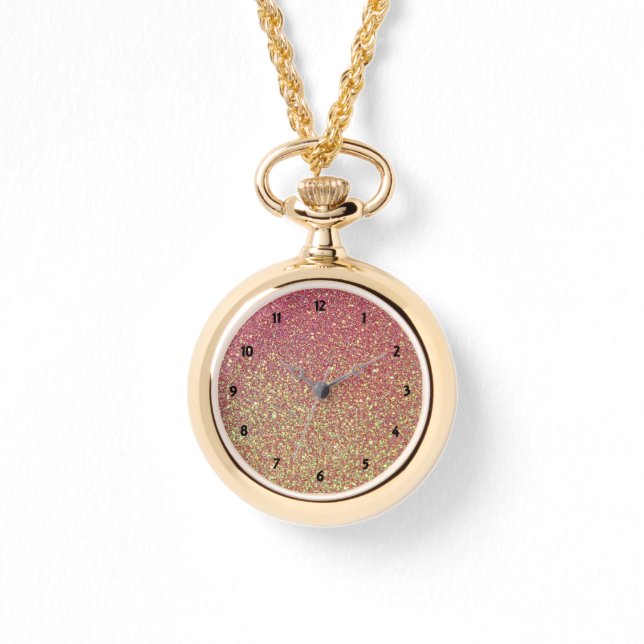 Rose Gold Glitter Gold Wrap-Around Women's Watch (Front)