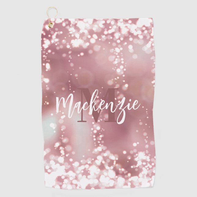 Rose Gold Glitter Golf Towel (Front)