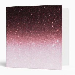 Rose gold glitter gradient 3 ring binder