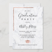 Rose gold glitter graduate photo cap graduation invitation (Back)