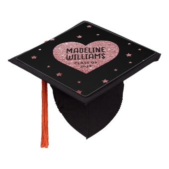 Rose Gold Glitter Graduation Cap Topper | Zazzle