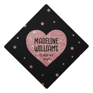 Rose Gold Glitter Graduation Cap Topper