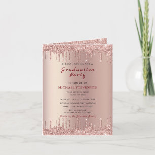 Rose Gold Glitter Graduation Invitation Example