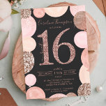 rose gold glitter gray balloon Sweet 16 photo Invitation<br><div class="desc">A modern, chic and elegant rose gold sequins sweet 16 birthday party invitation with a modern 16 typography with rose gold glitter gray balloons with hand painted pastel blush pink, rose gold glitter, sequins, pale pink cluster balloons with elegant calligraphy typography.. Add your photo at the back. Perfect for the...</div>