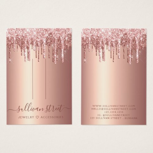Rose Gold Glitter Hair Clip Jewelry Display Card