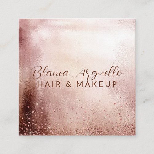 Rose Gold Glitter Hair Makeup Artist Appointment  Square Business Card
