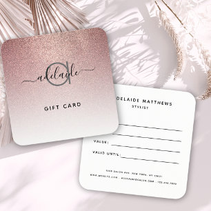 Rose Gold Glitter Hair Salon Makeup Gift Card