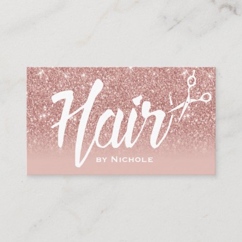 Rose Gold Glitter Hair Stylist Hairdresser Salon Business Card