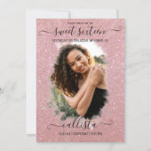 Rose Gold Glitter Halo Photo Collage Sweet 16 Invitation (Front)