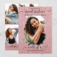 Rose Gold Glitter Halo Photo Collage Sweet 16