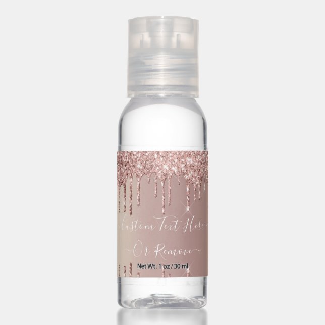 Rose Gold Glitter Hand Sanitizer with Custom Text (Front)