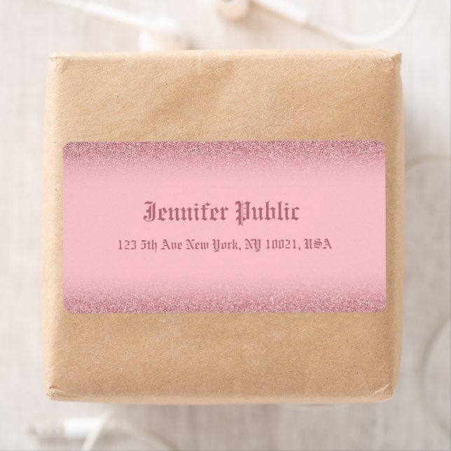 Rose Gold Glitter Handwriting Template Elegant Label (Insitu)