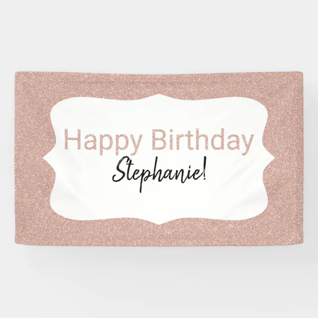Rose Gold Glitter Happy Birthday Banner | Zazzle