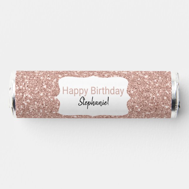 Rose Gold Glitter Happy Birthday Breath Savers® Mints (Front)