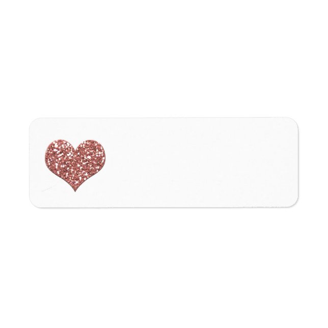 Rose Gold Glitter Heart Blank Return Address Label (Front)
