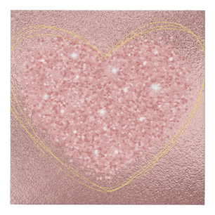 Rose Gold glitter heart Faux Canvas Print