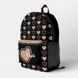Rose Gold Glitter Heart Personalized Backpack