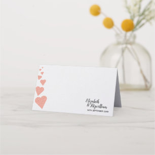Rose Gold Glitter Heart Place Card/Escort Card