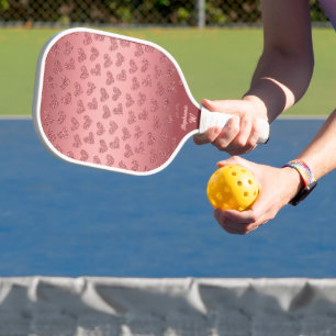 Rose Gold Glitter Hearts Chic Modern Style Carbon Fiber Pickleball Paddle