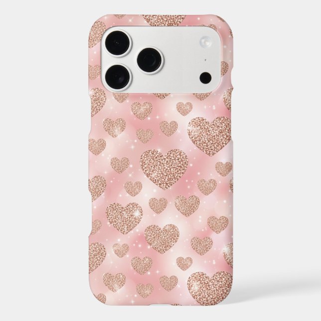 Rose Gold Glitter Hearts Pink Pattern Case-Mate iPhone Case (Back)